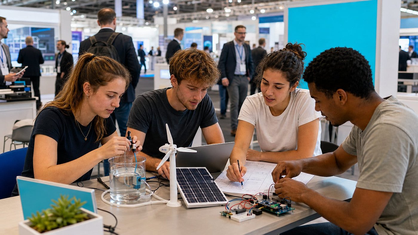 Junge Talente präsentieren ihr gemeinsames Projekt im Umfeld der Hannover Messe.